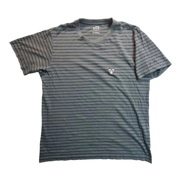 UNIQLO UT KAWS Striped T Shirt Short Sleeve Graphic Tee Mens Size L - Picture 1 of 10